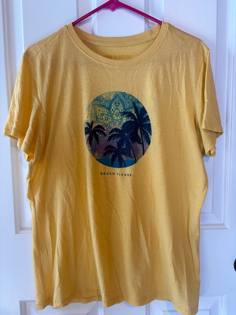 Life Is Good Yellow Palm Tree Print T-shirt